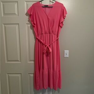 Elegant Pink Wrap Dress